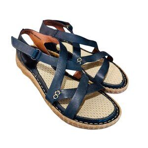 BORN Women's 8 Trinidad Sport Black Leather Crisscross Sandals Cushioned Comfort